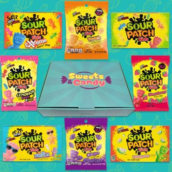 A variety of Sour Patch American Sweets in our Sweets and Candy Hamper Box