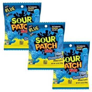 American Sweets - A pack of 3 Blue raspberry flavour sour patch kids candy