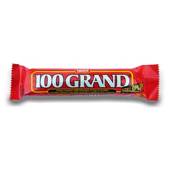 American Chocolate Bar - 100 Grand bar made with milk chocolate, caramel and crispy pieces.
