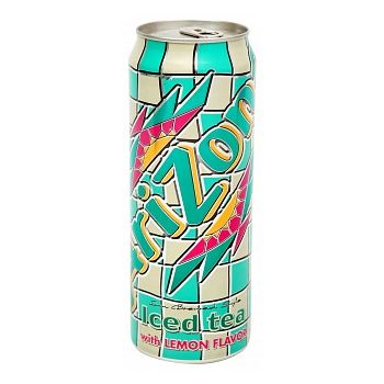 A large 680ml can of Arizona Iced Tea with lemon