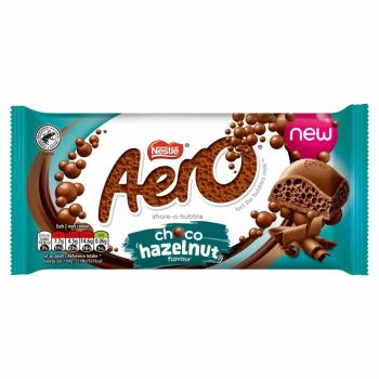 A milk chocolate sharing size Hazelnut chocolate bar made with bubbly chocolate