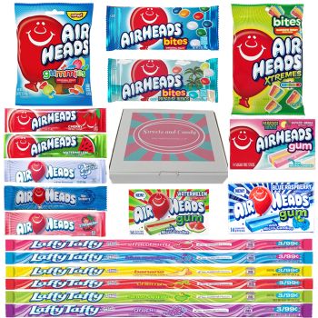 Our Sweets and Candy Hamper box filled with Laffy Taffy and Airheads sweets!