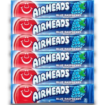 American Sweets - A pack of 6 blue raspberry flavour chewy American candy bars.
