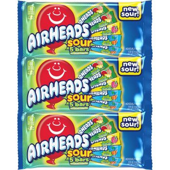 American Sweets - 3 packs of 5 bars of chewy sour Airheads taffy bars
