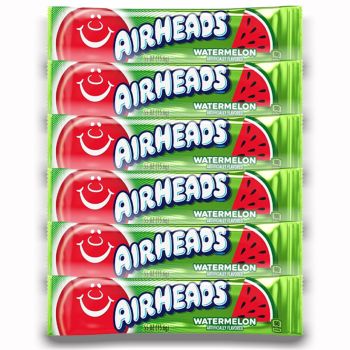 American Sweets - A pack of 6 watermelon flavour Airheads, chewy American candy bars.