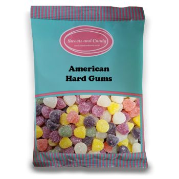 American Hard Gums - 1Kg Bulk bag of assorted fruit flavour gummy sweets in a dome shape.