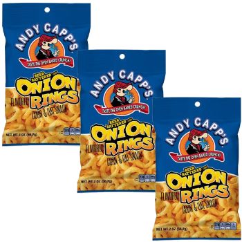 American Sweets - A large 57g bag of Andy Capp's Onion Rings American Crisps.