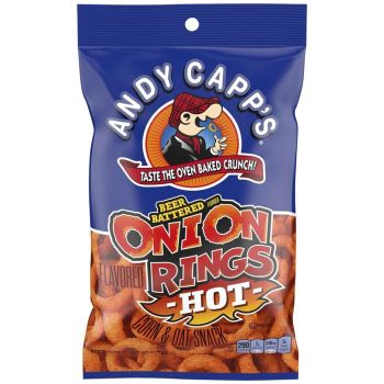 American Sweets - A large 57g bag of Andy Capp's Hot Onion Rings American Crisps.