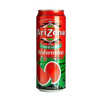 A large can of Arizona Watermelon, fruit juice American drink.