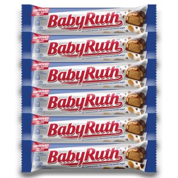 American Sweets - A pack of 6 Baby Ruth American candy bars made with peanuts, caramel and smooth nougat.