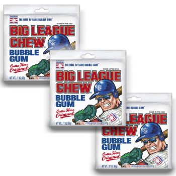 American Sweets - A pack of 3 Original flavour big league chewing gum pouches.