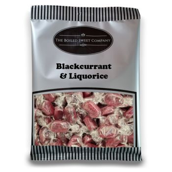 Blackcurrant and Liquorice - 1Kg Bulk bag of blackcurrant flavour boiled sweets with a liquorice centre