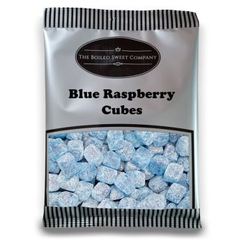 Pick and Mix Sweets - 1Kg Bulk bag of Blue Raspberry Cubes, traditional sugar coated boiled sweets