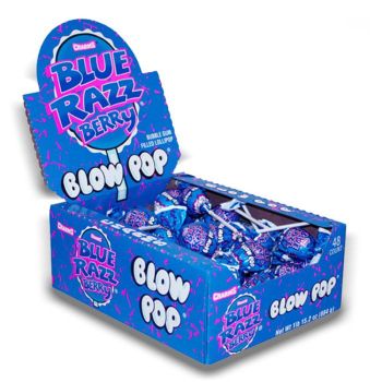 American Sweets - A full box of 48 Blue raspberry flavour lollipops from America