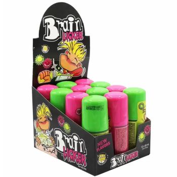 A roller sweet full of sour liquid candy, in either apple or cherry flavour
