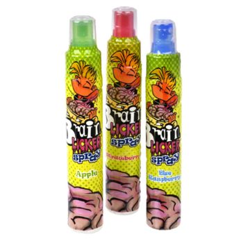 Brain licker Spray Sweets are Sour liquid candy in a novelty spray bottle