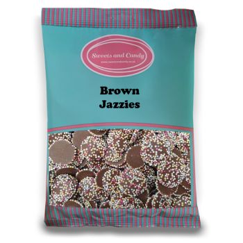 Brown Jazzies - 1Kg Bulk bag of milk chocolate flavour candy pieces with a non peril candy topping!
