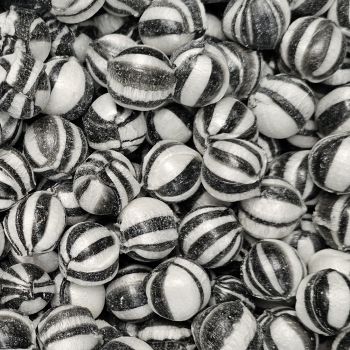 Pick and Mix Sweets - Bulls Eyes, peppermint flavour boiled sweets with black and white stripes.
