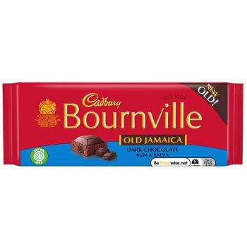 Cadbury Bournville dark chocolate bar with rum flavoured raisins