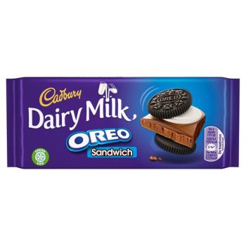 A share size bar of milk chocolate with biscuits and a vanilla flavour filling
