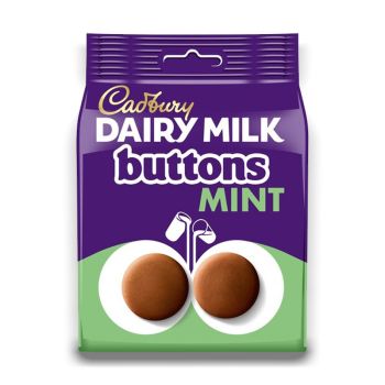 Cadbury Giant Mint chocolate buttons, milk chocolate with infused mint flavouring.