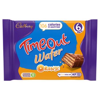 A pack of 6 Orange timeout bars made by Cadbury