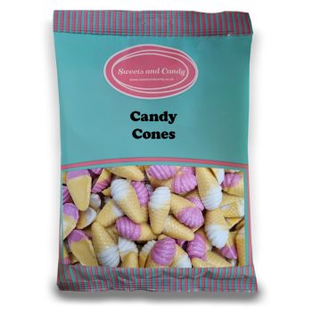 Candy Cones - bulk 1kg bag full of retro strawberry and cream flavour chocolate sweets