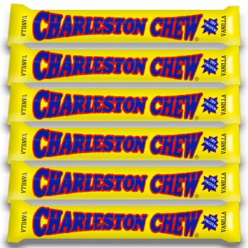 American Sweets - A pack of 6 Vanilla Charleston Chew American candy bar, made from vanilla flavour nougat covered in a chocolatey coating