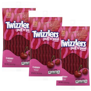 American Sweets - A pack of 3 bags of Cherry flavour liquorice twizzlers