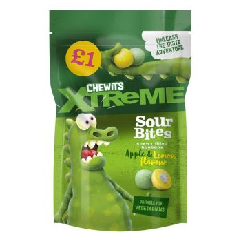A 145g bag of Chewits new extreme sour chewy bon bons in apple and lemon flavours