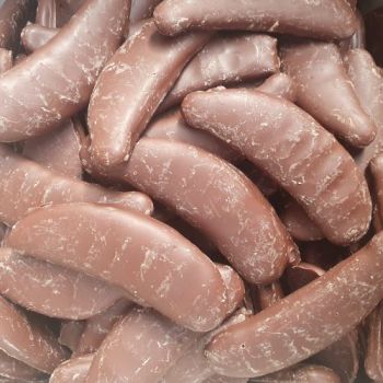 Chocolate covered banana flavour foam sweets in large banana shapes!