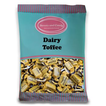 Individually wrapped creamy Vanilla toffees in a bulk 1kg bag.