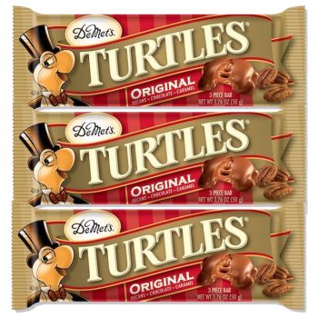 American Sweets - A pack of 3 Demets Turtles, American candy bars made from chocolate, pecans and caramel!