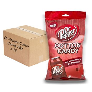 American Sweets - A full case of 12 Dr Pepper flavour candy floss, American cotton candy sweets.