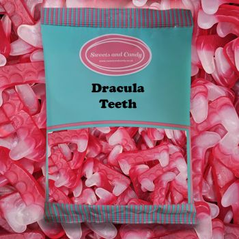 Halloween Sweets - Dracula Teeth  - 1Kg Bulk bag of spooky fruit flavour gummy sweets shaped like vampire fangs!