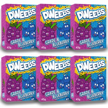 American Sweets - 6 boxes of grape and blueberry chewy Dweebs American candy
