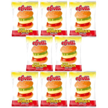 American Sweets - A pack of 8 fruit flavour gummy sweets shaped like burgers