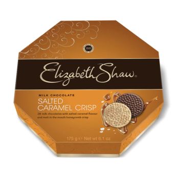 Christmas Sweets - A 162g box of Elizabeth Shaw Milk Chocolate Salted Caramel Crisp boxed chocolates.