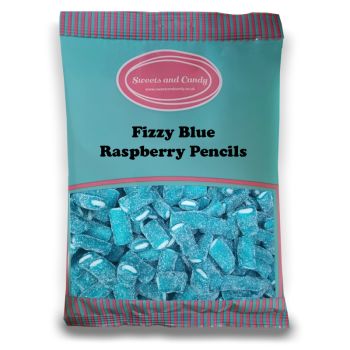 Fizzy Blue Raspberry Pencils - 1Kg Bulk bag of retro fizzy blue raspberry sweets with a fondant centre