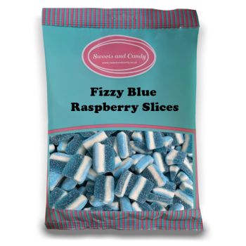 Fizzy Blue Raspberry Slices - 1Kg Bulk bag of retro fizzy blue raspberry flavour sweets