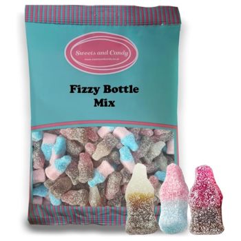Vegan Fizzy Bottle Mix - 1 kg Bulk bag of Vegan Fizzy Bottle sweets including bubblegum, cola, and cherry cola flavour!