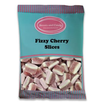 A bulk 1kg bag of fizzy cherry slices