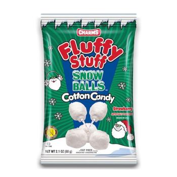 A bag of strawberry flavour white cotton candy balls that look like snowballs!