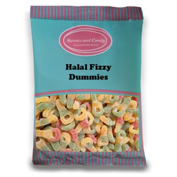Halal Pick and Mix Sweets - 1kg Bulk bag of Fizzy Dummies, sugar coated jelly sweets in the shape of dummies.