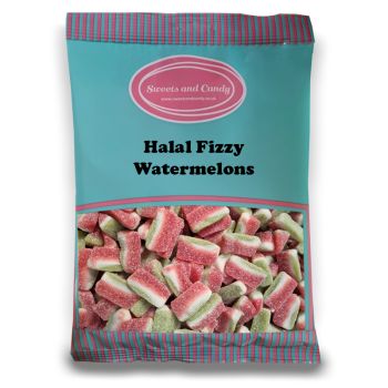 Halal Pick and Mix Sweets - 1kg Bulk bag of Fizzy watermelon, sugar coated jelly sweets with a watermelon flavour