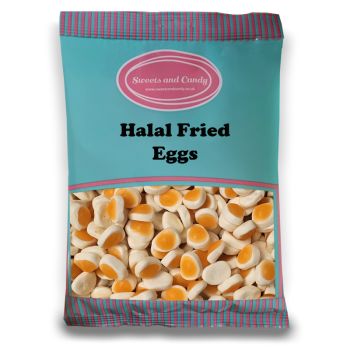 Halal Sweets - 1Kg Bulk bag of Halal Fried Eggs, fruit flavour jelly sweets
