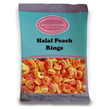 Halal Pick and Mix Sweets - 1kg Bulk bag of Halal Peach Rings, peach flavour jelly sweets with a sugar coating
