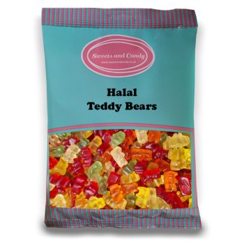 Halal Pick and Mix Sweets - 1kg Bulk bag of Halal Teddy Bears, fruit flavour jelly sweets in the shape of cute teddy bears.