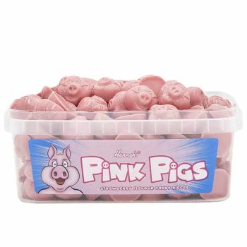 Pick and Mix Sweets - strawberry flavour chocolate pigs in a plastic tub