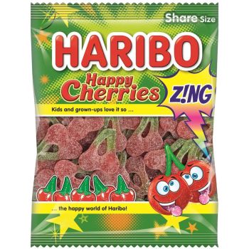 Haribo Fizzy cherry flavour jelly sweets with a sour fizzy coating